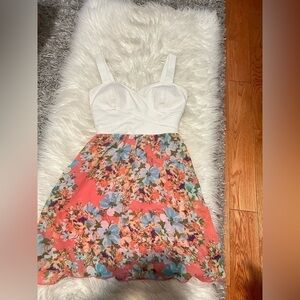 White & Floral Print Dress